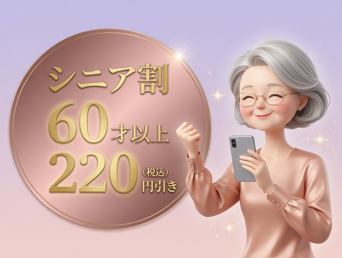 ✨シニア割 60歳以上　220円引き　8/31まで！！
